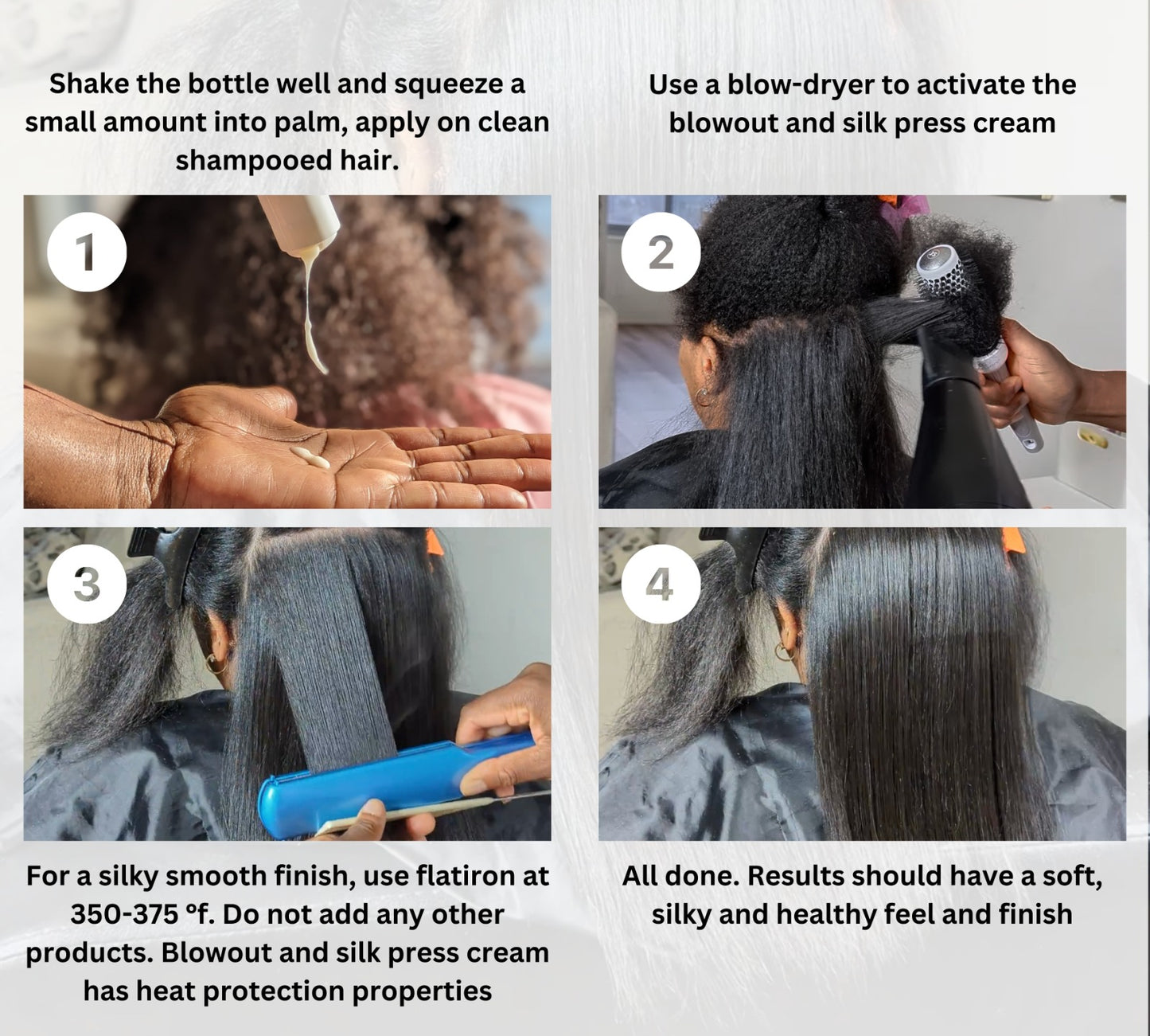 Blowout Silk Press Afro African American Silk Press Flat Iron 4c